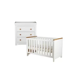 image of Aylesbury Ash 2 Piece Dresser and Cot Bed Furniture Set