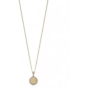 Image of 9ct Yellow Gold Brushed Diamond Surround Circle Pendant GP2236