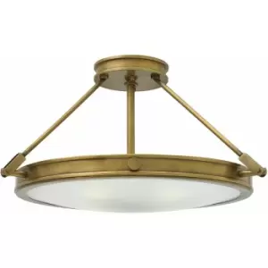 image of Loops - 4 Bulb Semi Flush Light Cast Knobs Hinges White Shade Heritage Brass LED E14 60W