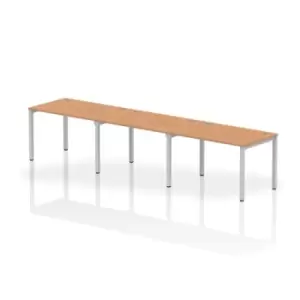 Image of Impulse Bench Single Row 3 Person 1200 Silver Frame Office Bench Desk Oak