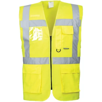 Image of S476 Yellow Sz 4XL Hi-Vis Vest Berlin Executive Pockets Reflective - Portwest