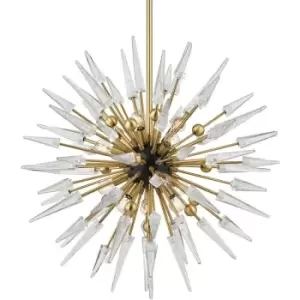 Sparta 12 Light Chandelier Brass, Glass