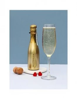 Image of Personalised Champagne Glass with 200ml Bottega Prosecco, Gold, Women