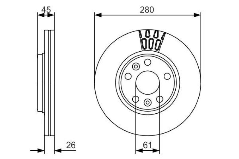 Image of Bosch 0 986 479 576 Brake disc Vented, Coated, Alloyed/High-carbon, with bolts/screws Brake Disc (82)