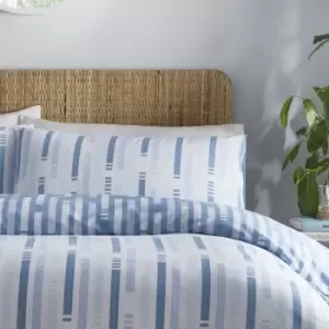 image of Charlotte Thomas Dune Blue Reversible Duvet Cover Set Striped Bedding Modern Fresh Bed Lining with Polliowcase Single - Blue