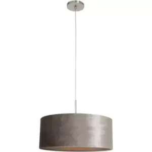 image of Sienna Lighting - Sienna Sparkled Light Cylindrical Pendant Ceiling Light Brushed Steel, Velvet Silver