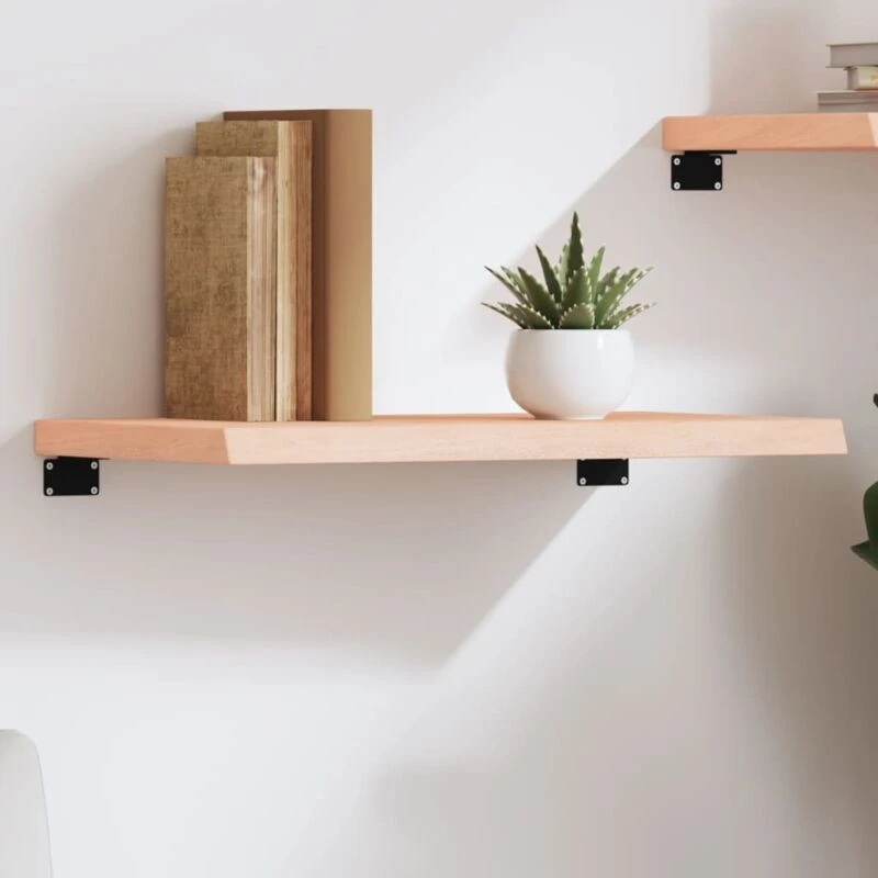 Image of Vidaxl Wall Shelf 60X40X4cm Untreated Solid Wood Oak, Brown 363528