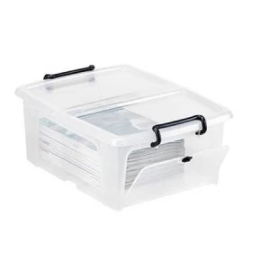 image of Strata 20 litre Smart Box Clip On Folding Lid Opens Front or Side Clear