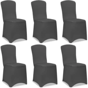 image of 6x Chair Cover Cloth Stretch Spandex Wedding Birthday Party Event Banquet Decor Anthracite