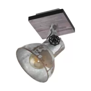 Image of Wall Light / Adjustable Spotlight Wood & Antique Steel 1 x 40W E27 Bulb