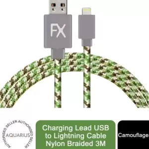 image of Aquarius 3m Phone Lightning Nylon USB Wire Braided Cable, Camouflage