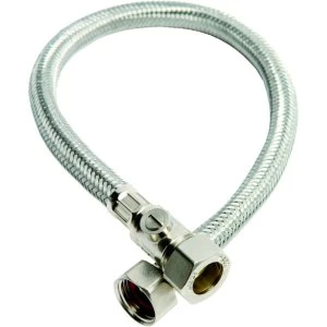 image of Wickes Flexible Compression Connector With Isolating Valve - 15 x 12 x 500mm