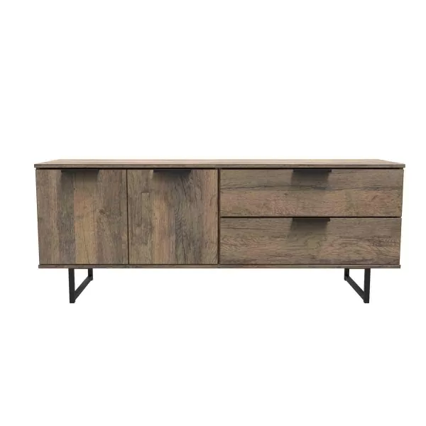 image of Welcome Furniture Ready Assembled Hong Kong G 2 Drawer 2 Door Wide Sideboard In Vintage Oak