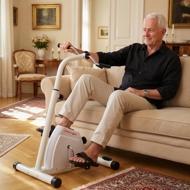 Image of SPORTNOW Seated Pedal Exerciser with Dual Massage & LCD Display, White White Unisex