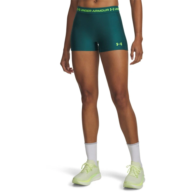 Image of Under Armour Womens Heatgear Performance Gym Shorts R Green/H Green female 14 (L)