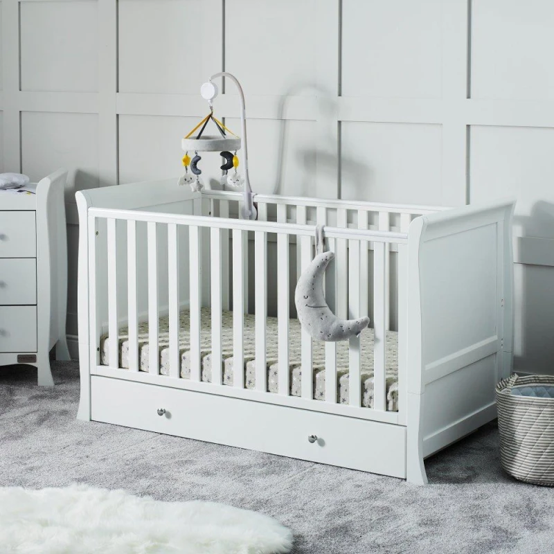 Image of Ickle Bubba Snowdon Cot Bed & Fibre Mattress White unisex one