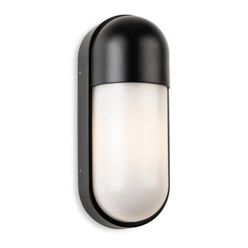 Image of Luminosa Lighting Luminosa Murray Flush Wall Light Black With Opal White Polycarbonate Diffuser 1Xe27 Ip65