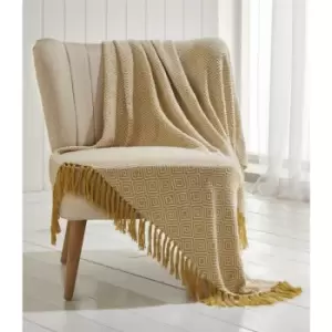 Image of Ascot Chevron Ochre 100% Cotton Chair Sofa Couch Bed 180x250cm - Ochre - Portfolio