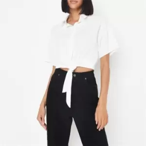 Missguided Short Sleeve Tie Front Shirt - White