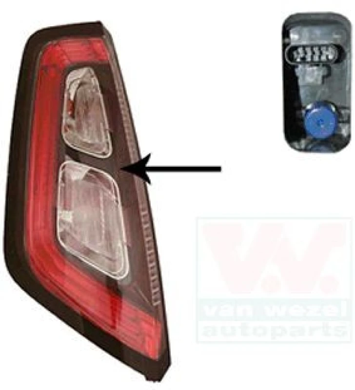 Image of VAN WEZEL 1619923 Rear light with bulb holder, Left Combination Rearlight (391)