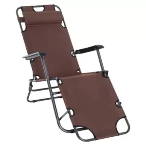 image of Outsunny Reclining Chaise Lounge Chair Portable Backyard Brown