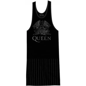 Image of Queen Crest Vintage with Tassels Ladies Large T-Shirt Dress - Black