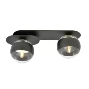 Image of Emibig Plaza Black Globe Ceiling Light with Clear,Black Glass Shades, 2x E14