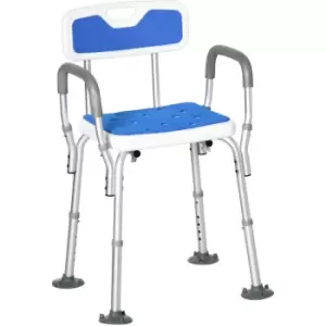 Image of Homcom - eva Padded Shower Stool with Back and Arms 4 Suction Foot Pads Blue - Blue