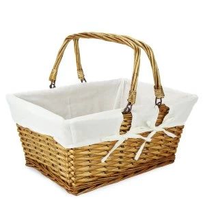 Image of Willow Storage Basket with Cotton Lining M&amp;W Brown
