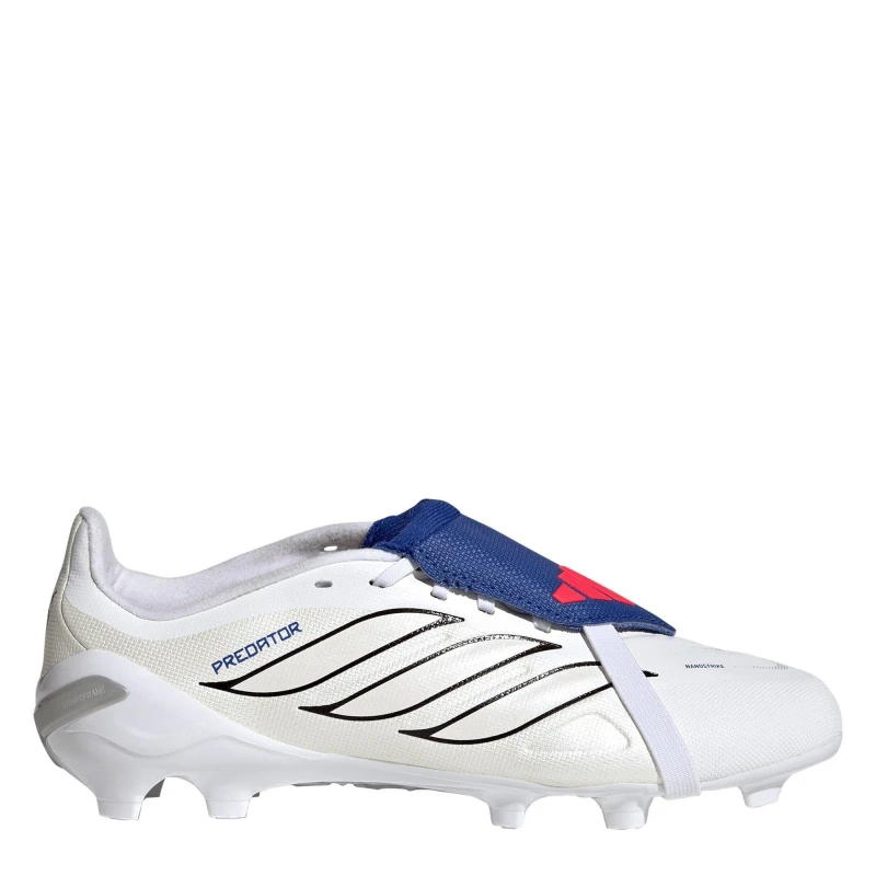 Image of adidas Predator Fold-Over Tongue League Firm Ground Football Boots Juniors White/Blue unisex 3 (35.5)