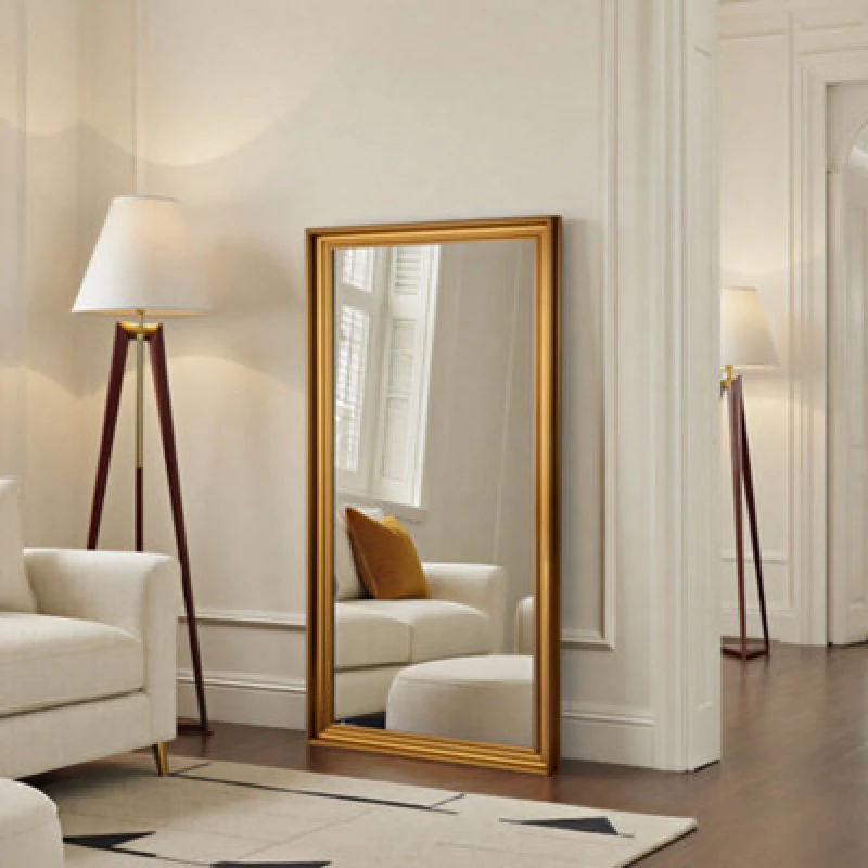 Image of Yearn Beaded Classic Full Length Gold Framed Bevelled Wall Mirror