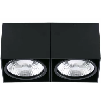 Faro Tecto - 2 Light Square Surface Mounted Downlight Black