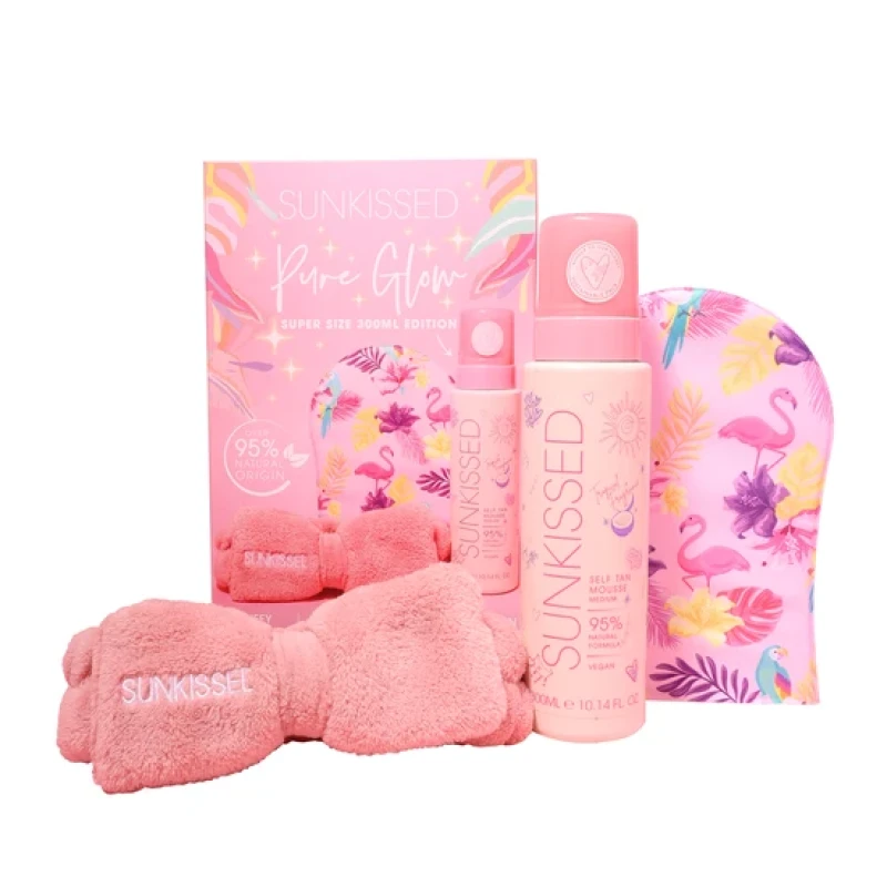 Image of Sunkissed Pure Glow Collection Tanning Gift Set Medium Tan + Mitt + Headband