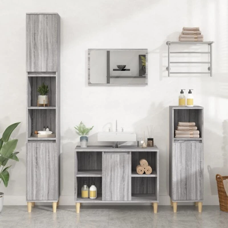 Image of Vidaxl Sink Cabinet Grey Sonoma 80X33X60 Cm Engineered Wood