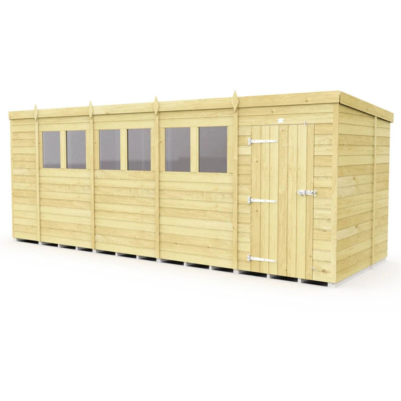 Image of Flat Pack Sheds DIY Sheds 19 x 6 Pent Shed, Brown 18X6PFF