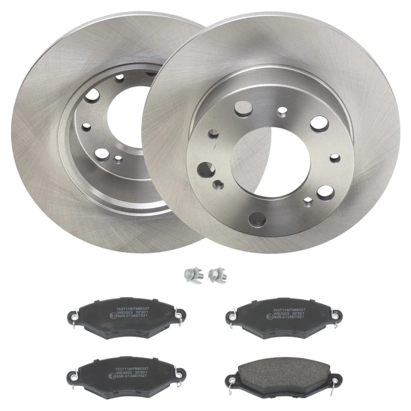 Image of RIDEX 3405B2055 Brake disc and pads set Front Axle, Brake Disc Type: Solid, excl. wear warning contact Brake Set,disc brakes (3405)