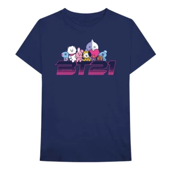 Image of BT21 - Space Wappen Logo Unisex Large T-Shirt - Blue