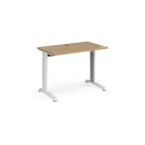 image of Office Desk Rectangular Desk 1000mm Oak Tops With White Frames 600mm Depth TR10