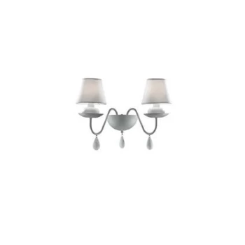 Image of Blanche 2 Light Indoor Candle Wall Light White with Shades, E14