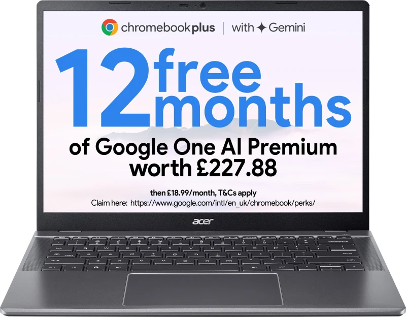 Image of Acer Plus 514 Intel Core i3 8GB RAM 256GB eMMC 14" Chromebook NX.J5XEK.004 Grey