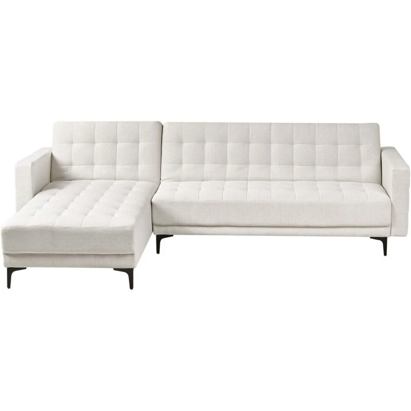 Image of Beliani Modular Corner Sofa Bed 4 Seater Aberdeen Fabric Off-White Right Hand
