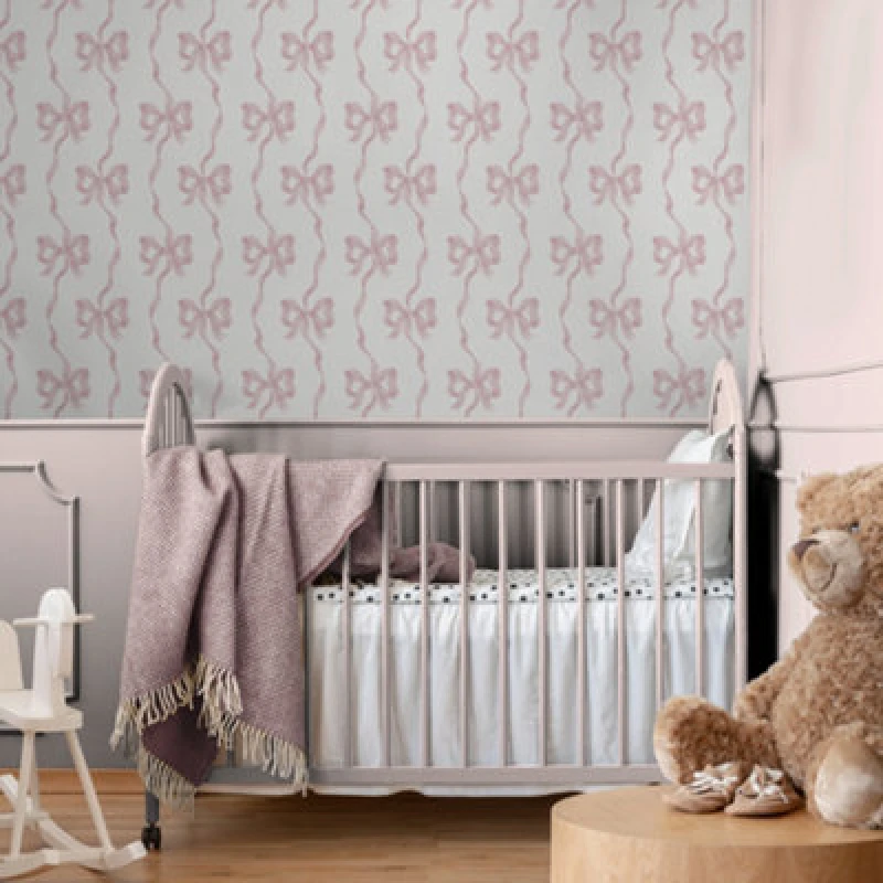 Image of Cath Kidston Ribbon Bow Pink Wallpaper Pink WT7NL Unisex