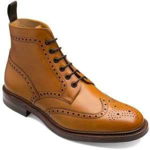 Image of Loake Mens Burford Brogue Boots Tan Burnished Calf Leather 10.5