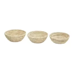 image of Interiors by PH Round Palm Leaf Baskets, Natural, Set Of 3