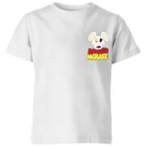 image of Danger Mouse Pocket Logo Kids T-Shirt - White - 11-12 Years