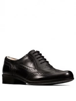 Image of Clarks Hamble Oak Leather Brogues - Black Leather, Size 3, Women