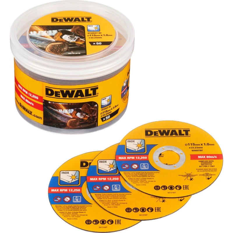 Image of DEWALT Fast Cut Steel Cutting Discs Tub DT20599-QZ Diameter: 115mm