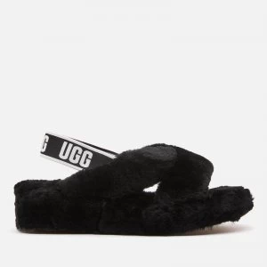 image of UGG Womens Fab Yeah Sheepskin Slippers - Black - UK 3