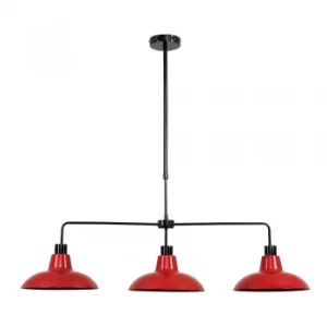 Image of Huckleberry Black 3 Way Over Table Light with Red Shades