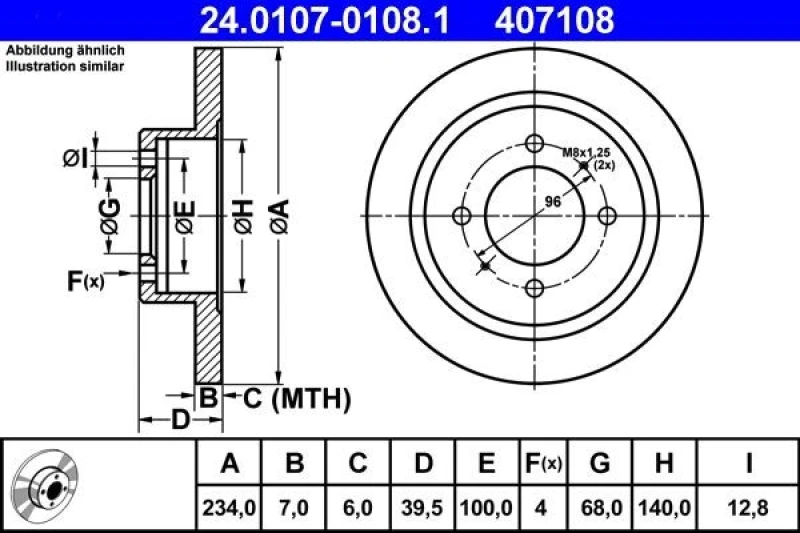 Image of ATE 24.0107-0108.1 Brake disc solid Brake Disc (82)